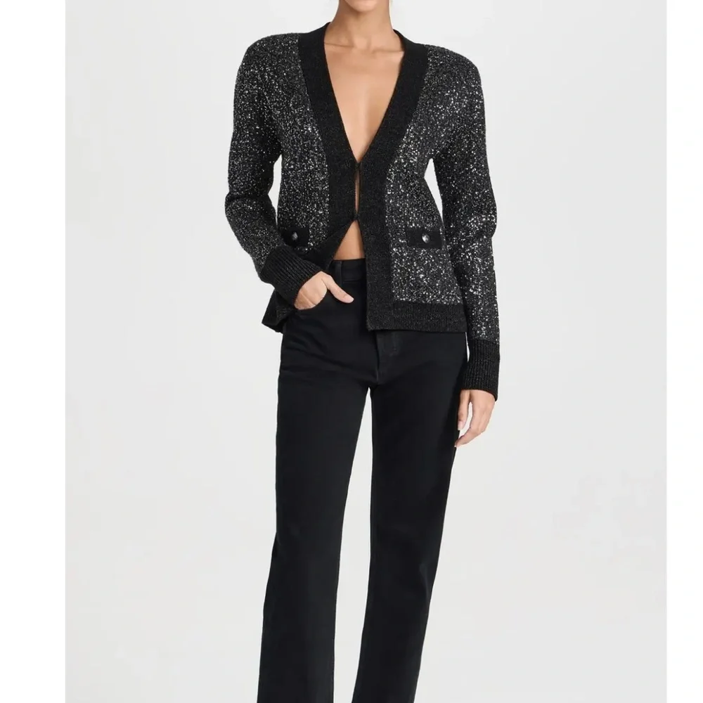 L'Agence Black Jinny Sequin Cardigan